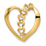 Synthetic Diamond Family Heart Slide Charm Pendant in Real 14k Yellow Gold