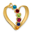 Synthetic Diamond Family Heart Slide Charm Pendant in Real 14k Yellow Gold