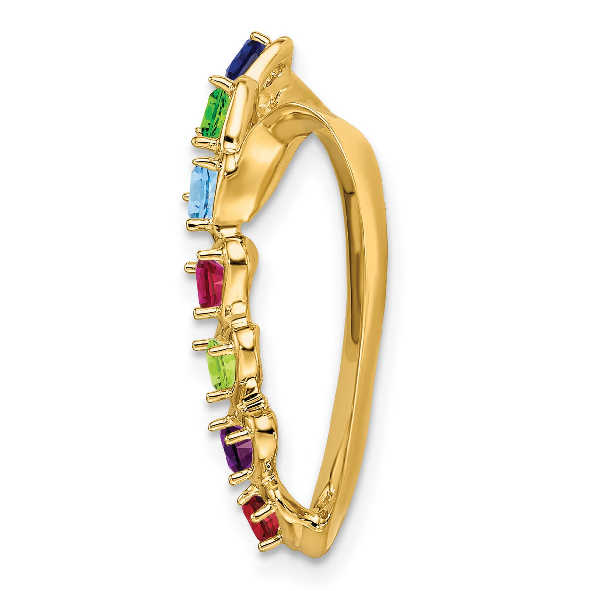 Genuine 7 Stone Mothers Slide Charm Pendant in Real 14k Yellow Gold