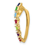 Genuine 7 Stone Mothers Slide Charm Pendant in Real 14k Yellow Gold