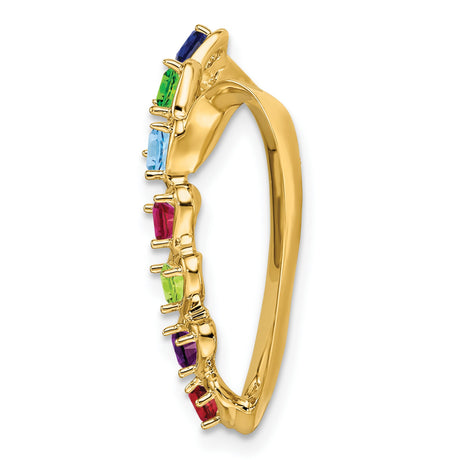 Genuine 7 Stone Mothers Slide Charm Pendant in Real 14k Yellow Gold