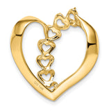 Synthetic Diamond Family Heart Slide Charm Pendant in Real 14k Yellow Gold