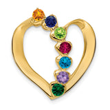 Genuine 7 Stone Mothers Slide Charm Pendant in Real 14k Yellow Gold