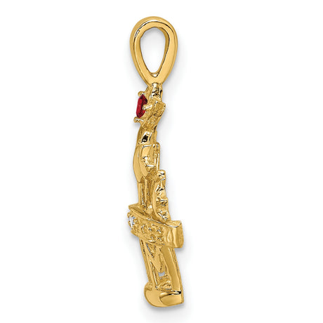 2mm Synthetic A Diamond Family Jewelry Charm Pendant in Real 14k Yellow Gold
