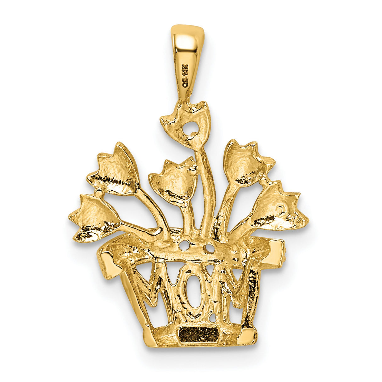 Genuine A Diamond Mothers Charm Pendant in Real 14k Yellow Gold