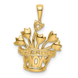 Genuine VS Diamond Mothers Charm Pendant in Real 14k Yellow Gold