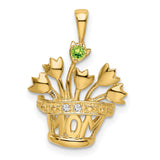2mm Synthetic AA Diamond Family Jewelry Charm Pendant in Real 14k Yellow Gold