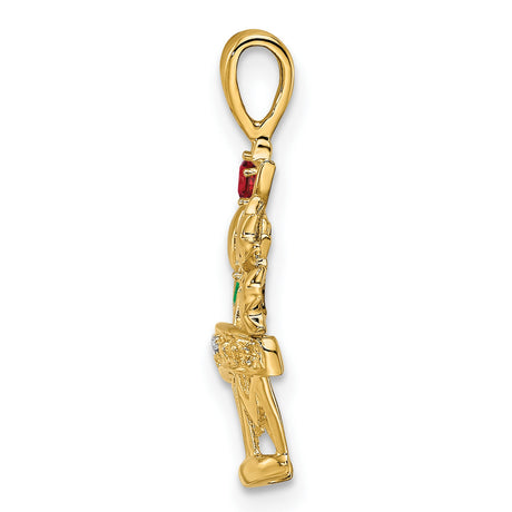 2mm Synthetic A Diamond Family Jewelry Charm Pendant in Real 14k Yellow Gold