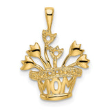 Genuine AA Diamond Mothers Charm Pendant in Real 14k Yellow Gold