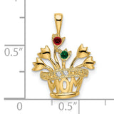 Genuine AAA Diamond Mothers Charm Pendant in Real 14k Yellow Gold