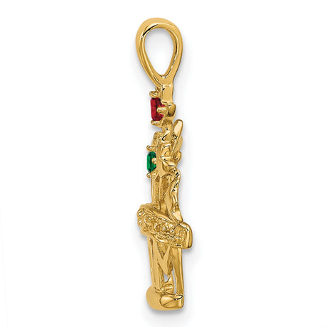 2mm Synthetic A Diamond Family Jewelry Charm Pendant in Real 14k Yellow Gold