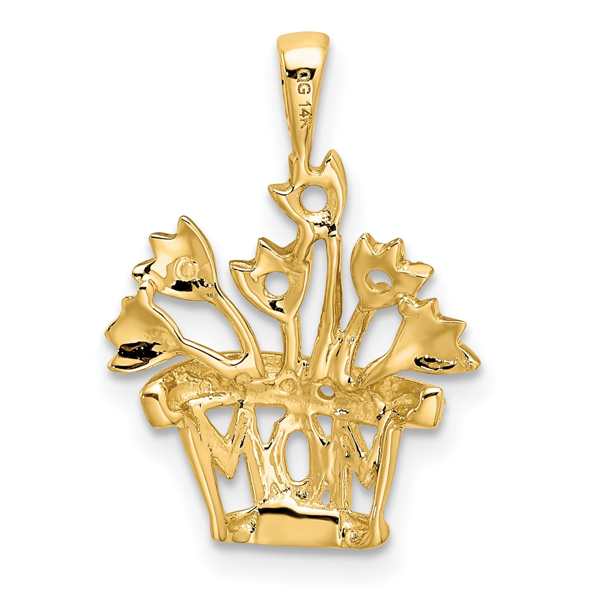 Genuine A Diamond Mothers Charm Pendant in Real 14k Yellow Gold