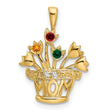 Genuine A Diamond Mothers Charm Pendant in Real 14k Yellow Gold
