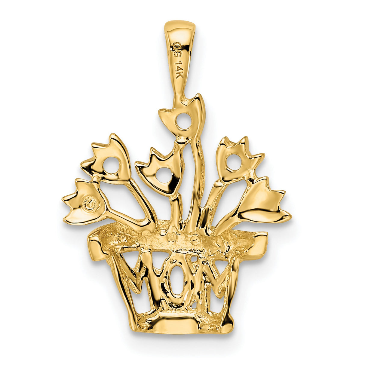Genuine AA Diamond Mothers Charm Pendant in Real 14k Yellow Gold