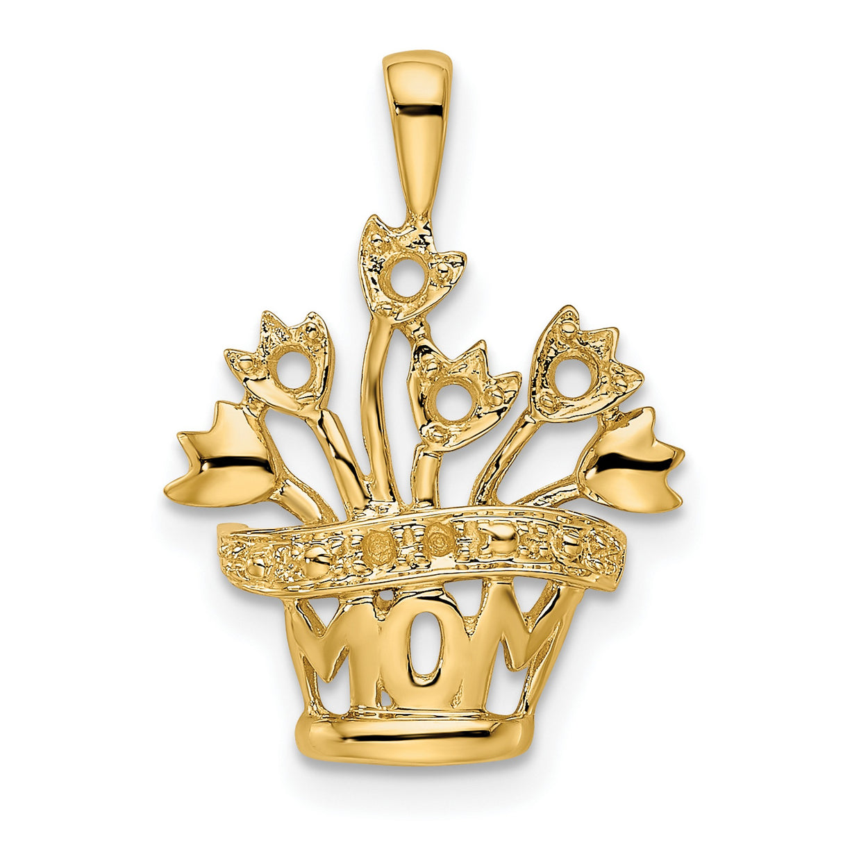 Genuine VS Diamond Mothers Charm Pendant in Real 14k Yellow Gold