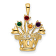 2mm Synthetic A Diamond Family Jewelry Charm Pendant in Real 14k Yellow Gold
