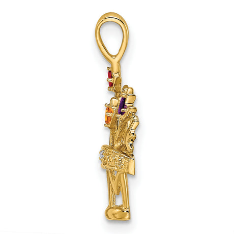 2mm Synthetic A Diamond Family Jewelry Charm Pendant in Real 14k Yellow Gold