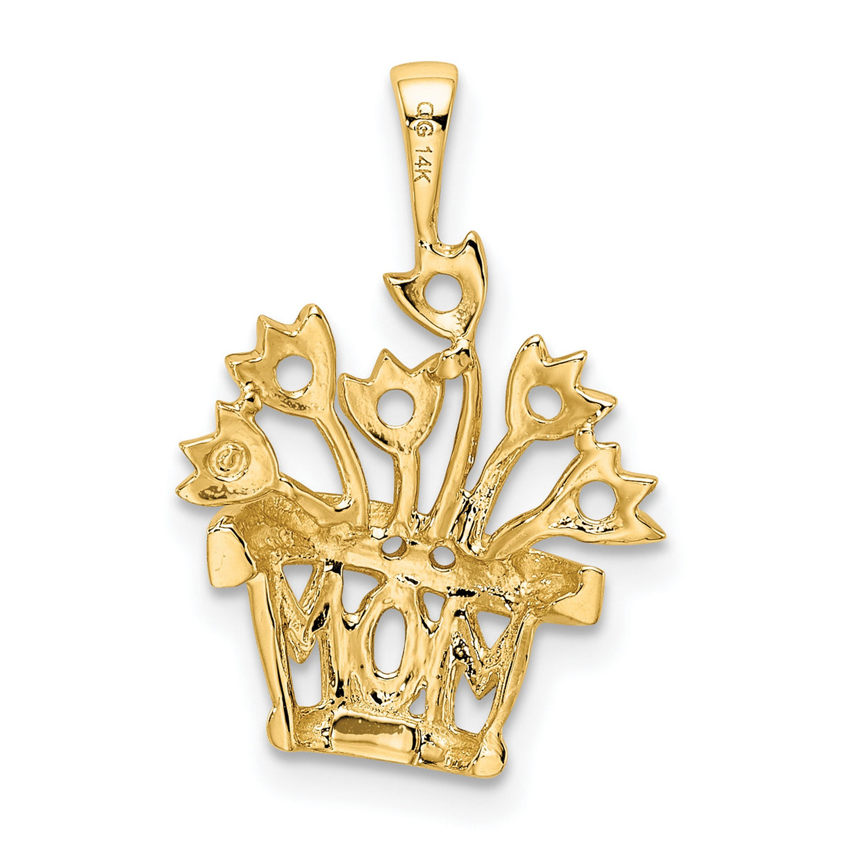 Genuine VS Diamond Mothers Charm Pendant in Real 14k Yellow Gold