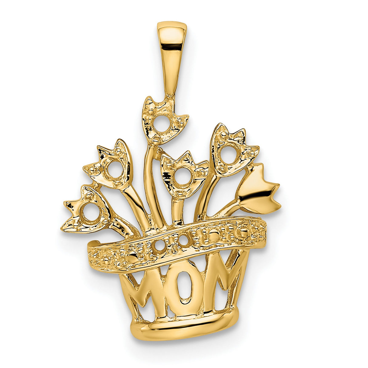 Genuine AA Diamond Mothers Charm Pendant in Real 14k Yellow Gold
