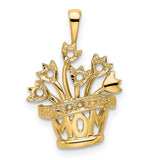 Genuine VS Diamond Mothers Charm Pendant in Real 14k Yellow Gold