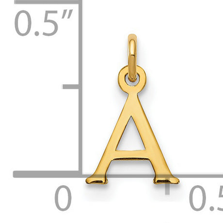 14k Yellow Gold Initial Pendant Charm with Cutout Letter A in Serif Font for Women or Unisex Wear