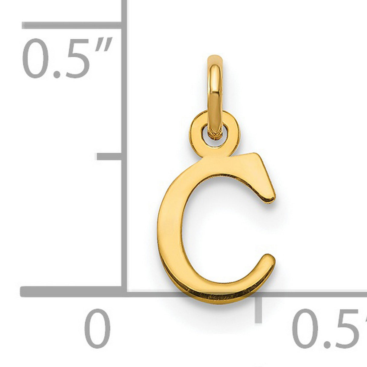 14k Yellow Gold C Pendant Charm, Polished Serif Letter Initial Jewelry for Women
