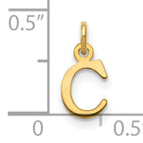 14k Yellow Gold C Pendant Charm, Polished Serif Letter Initial Jewelry for Women