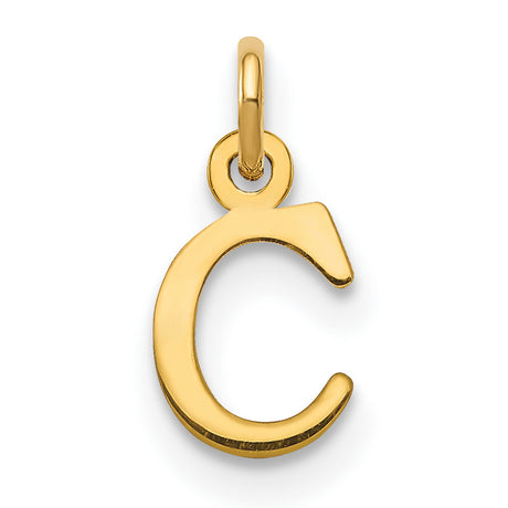 14k Yellow Gold C Pendant Charm, Polished Serif Letter Initial Jewelry for Women
