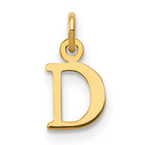 14k Yellow Gold Letter D Pendant Charm, Polished Block Initial Monogram Jewelry for Women or Unisex