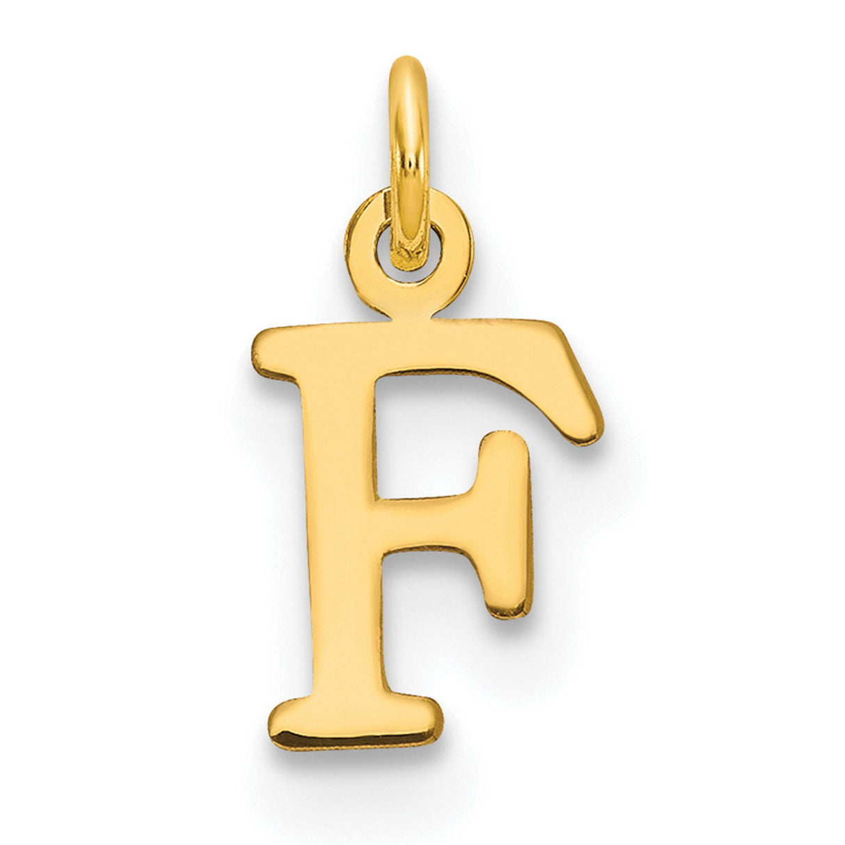 14k Yellow Gold Letter F Pendant Charm, Polished Finish, Alphabet Jewelry for Women or Unisex