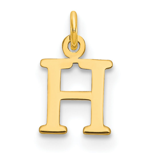14k Yellow Gold H Pendant, Polished Block Letter Charm for Women or Unisex