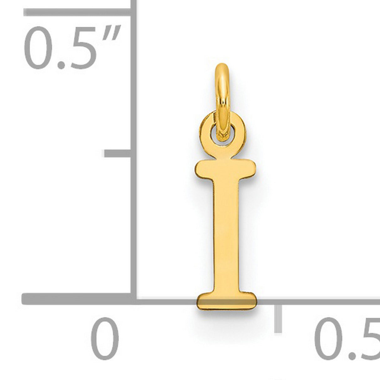 14k Yellow Gold Initial I Pendant, Polished Block Letter Charm, Monogram Jewelry for Women or Unisex