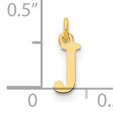 14k Yellow Gold Letter J Pendant Charm, Polished Lowercase Initial for Necklace or Bracelet