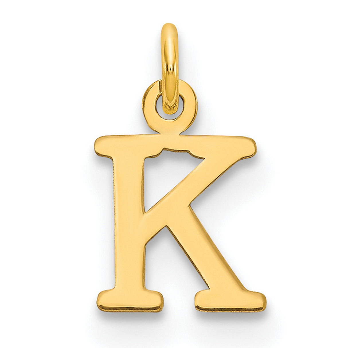 14k Yellow Gold Initial Pendant, Letter K Alphabet Charm, Custom Monogram Jewelry for Women or Unisex