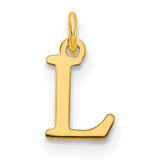14k Yellow Gold Initial L Pendant, Polished Letter Charm, Dainty Monogram Jewelry for Women or Unisex