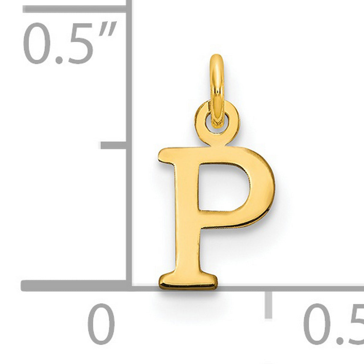 14k Yellow Gold Initial P Pendant Charm, Polished Block Letter Monogram Jewelry for Women or Unisex