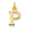 14k Yellow Gold Initial P Pendant Charm, Polished Block Letter Monogram Jewelry for Women or Unisex