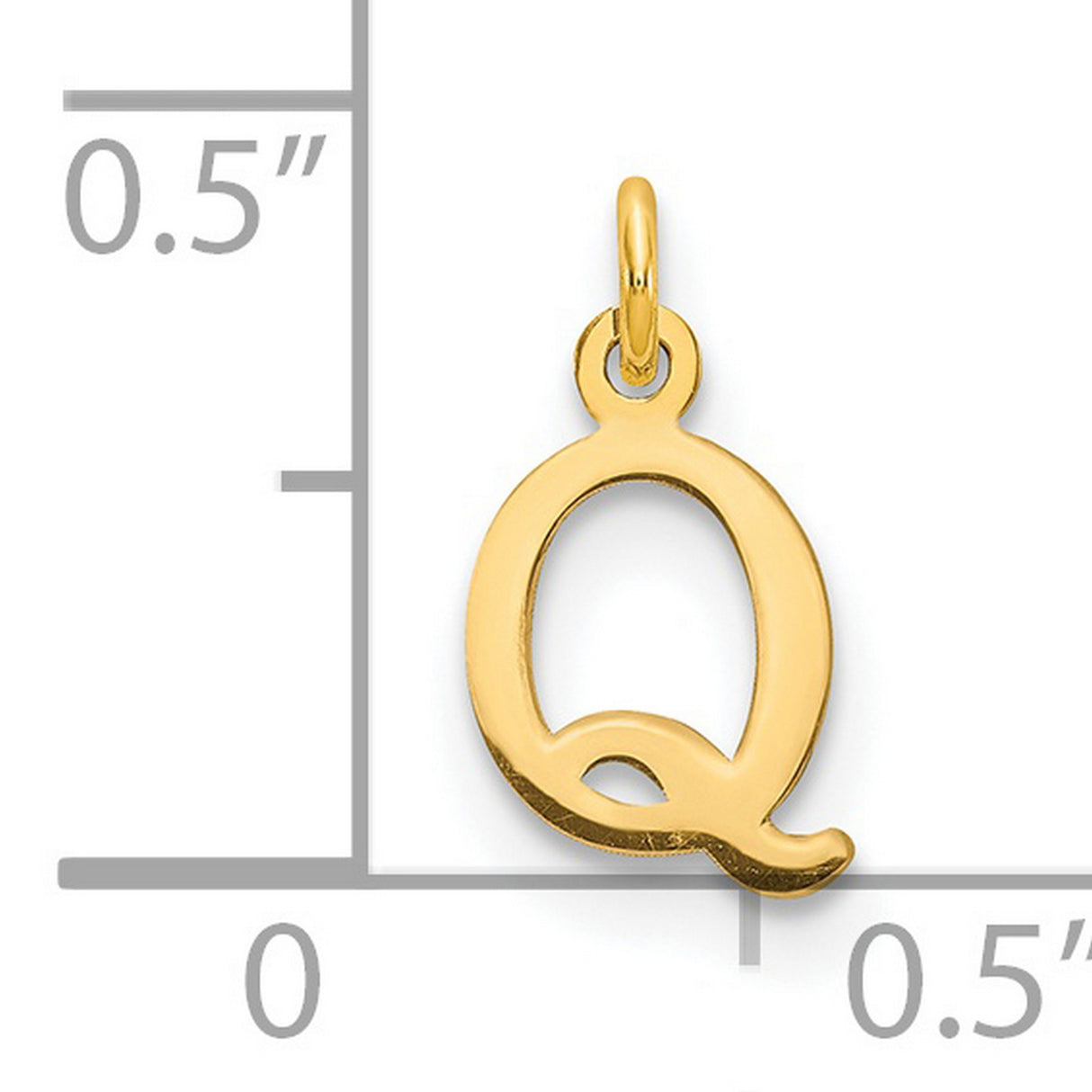 Cutout Letter Q Initial Charm Pendant in Real 14k Yellow Gold