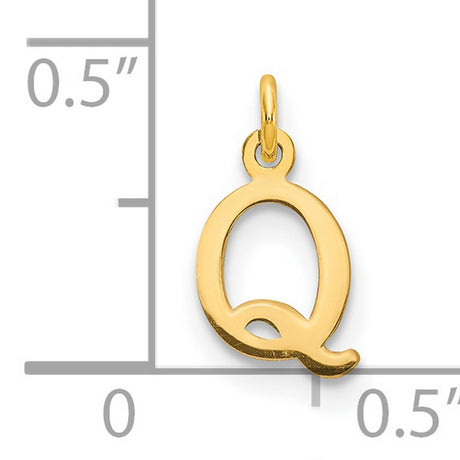 Cutout Letter Q Initial Charm Pendant in Real 14k Yellow Gold