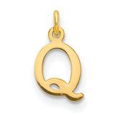 Cutout Letter Q Initial Charm Pendant in Real 14k Yellow Gold