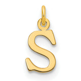14k Yellow Gold Initial Pendant Charm, Block Letter S Design, Unisex Monogram Jewelry
