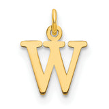 14k Yellow Gold Letter W Pendant Charm, Polished Initial Monogram for Women or Unisex