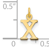 Cutout Letter X Initial Charm Pendant in Real 14k Yellow Gold