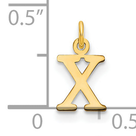Cutout Letter X Initial Charm Pendant in Real 14k Yellow Gold