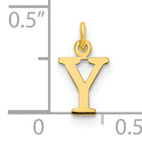 14k Yellow Gold Letter Y Pendant, Polished Block Initial Charm for Necklace or Bracelet