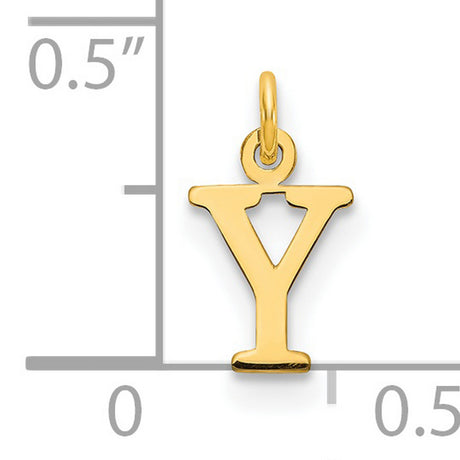 14k Yellow Gold Letter Y Pendant, Polished Block Initial Charm for Necklace or Bracelet