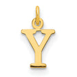 14k Yellow Gold Letter Y Pendant, Polished Block Initial Charm for Necklace or Bracelet