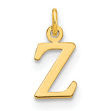 14k Yellow Gold Z Initial Pendant Charm, Polished Finish, Classic Uppercase Letter Design for Women