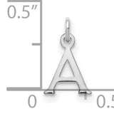 10k White Gold Initial Pendant, Polished Serif Letter A Charm for Women or Unisex