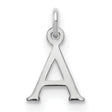 14k White Gold Letter A Pendant Charm, Polished Block Initial Monogram Design